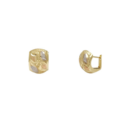 Tri-Color Sand-Blasted Huggie Earrings (14K) Lucky Diamond New York