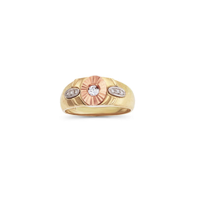 Tri-Color Stone-Set Men's Ring (14K) Lucky Diamond New York