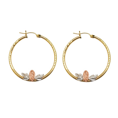 Tri-Color Virgin Mary Hoop Earrings (14K) Lucky Diamond New York