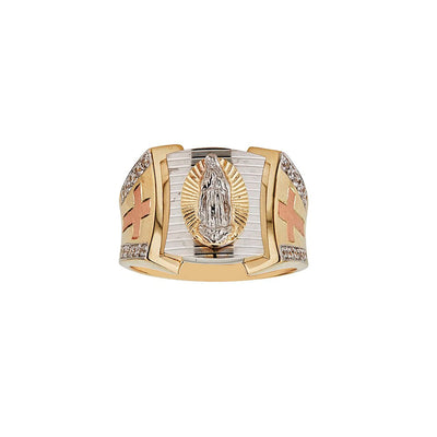 Tri-Color Virgin Mary Mens Ring (14K) Lucky Diamond New York