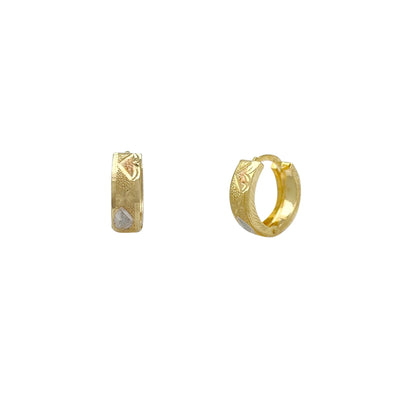 Tri-Color Zig Zag Diamond Cuts Huggie Earrings (14K) Lucky Diamond New York