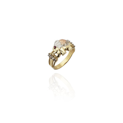 Tri-Color Elephant CZ Ring (14K) New York Lucky Diamond