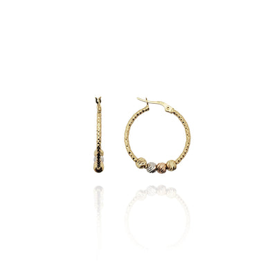 Tri-Color Hooped Globes Earrings (14K) New York Lucky Diamond