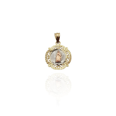 Tri-Color Virgin Mary Round Pendant (14K) New York Lucky Diamond