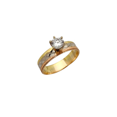 Tri-Tone Engagement Ring (14K) Lucky Diamond New York