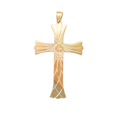 Tri-Tone Regal Diamond Cuts Cross Pendant (14K) Lucky Diamond New York