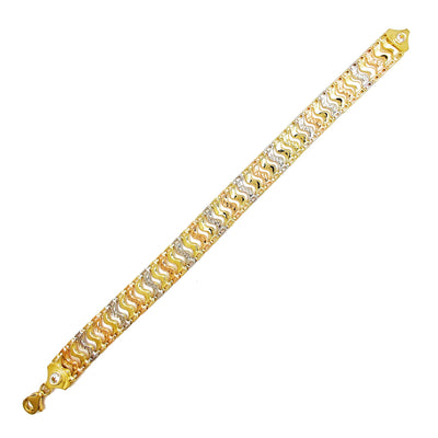 Tricolor Diamond Cuts S-Link Fancy Bracelet (14K) Lucky Diamond New York