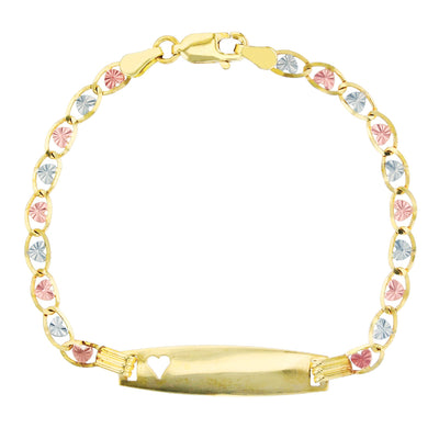 Tricolor Heart-Love Valentino Baby ID Bracelet (14K) Lucky Diamond New York
