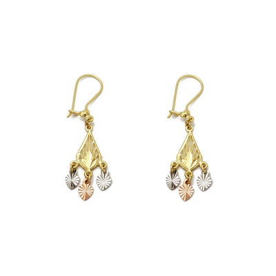 Tricolor Pear-Shape Chandelier Dandgling Earrings (14K) Lucky Diamond New York