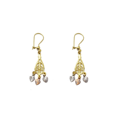 Tricolor Pear-Shape Chandelier Dangling Earrings (14K) Lucky Diamond New York