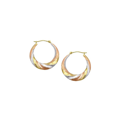 Tricolor Satin Twist Hoop Earrings (14K) - Lucky Diamond
