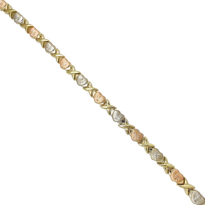 Tricolor X & Heart Fancy Necklace (14K) Lucky Diamond New York