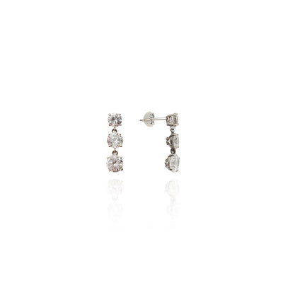 Triple Stud Drop Earrings (14K) New York Lucky Diamond