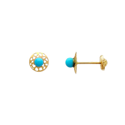 Turquoise Nugget Silhouette Stud Earrings (14K) Lucky Diamond New York