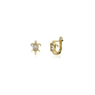 Turtle Cz Huggie Earrings (14K) 14 Karat Yellow Gold, Lucky Diamond New York