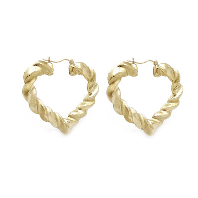 Twisted Heart Shaped Bamboo Earrings (10K) Lucky Diamond New York