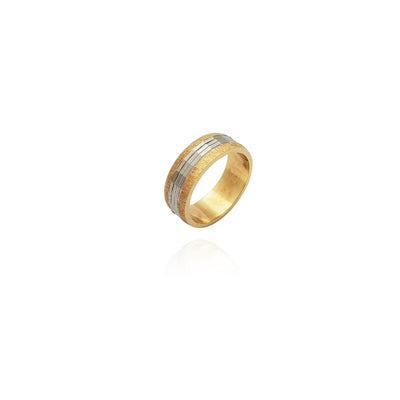 Two-Tome Rectangled Diamond Cut Wedding Ring (14K) New York Lucky Diamond