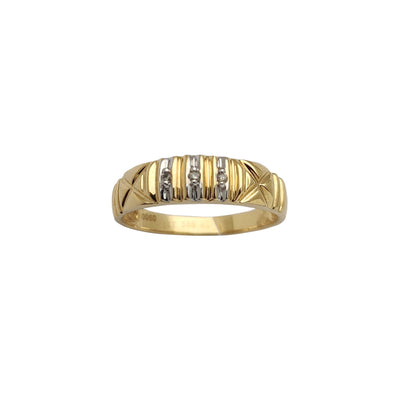 Two-Tone CZ Stone-Set Ring (14K) Lucky Diamond New York