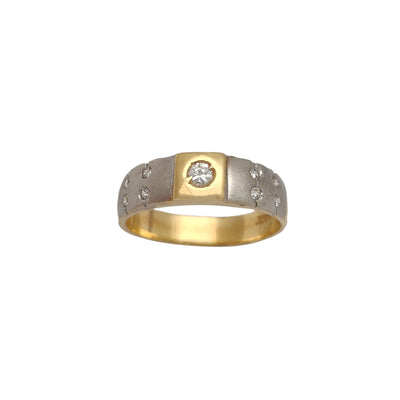 Two-Tone Cz Ring (14K) Lucky Diamond New York