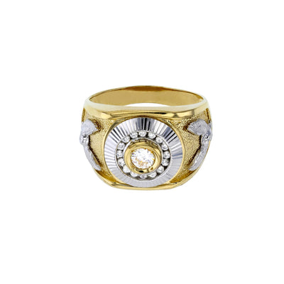 Two-Tone Fluted Pave Bezel Eagle Ring (14K) Lucky Diamond New York