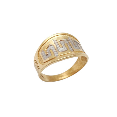 Two-Tone Greek-Key Ring (14K) Lucky Diamond New York