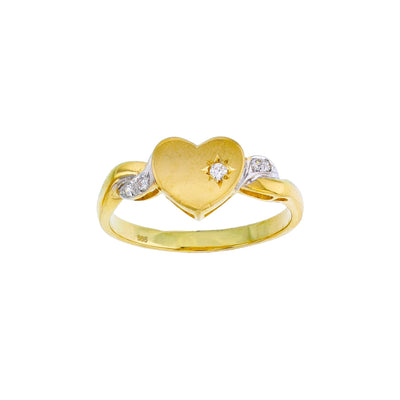 Two-Tone Heart Twisted-Side Ring (14K) Lucky Diamond New York