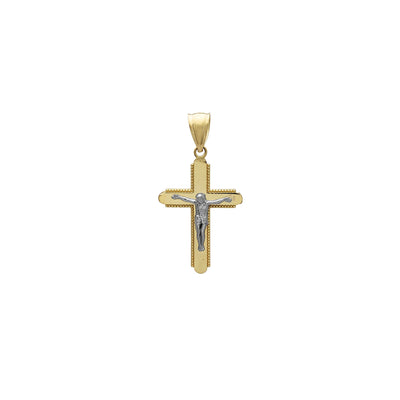 Two-Tone Milgrained Crucifix Pendant (14K) Lucky Diamond New York