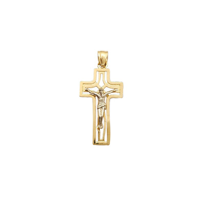 Two-Tone Outlined Crucifix Pendant (14K) Lucky Diamond New York