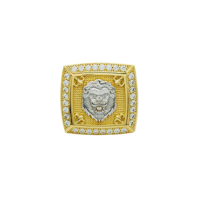 Two-Tone Pave Lion Head Filigree Ring (10K)  Lucky Diamond New York