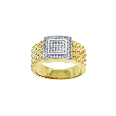 Two-Tone Pave Men's Ring (14K) Lucky Diamond New York