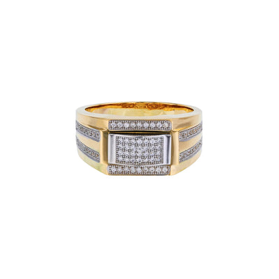 Two-Tone Pave Rectangular Men's Ring (14K) Lucky Diamond New York