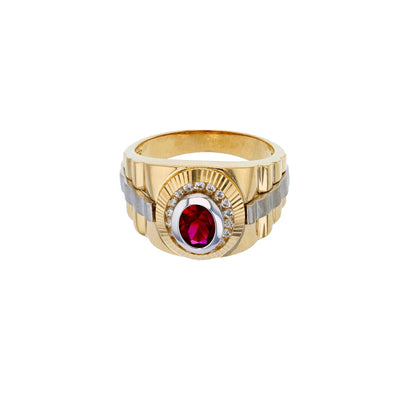 Two-Tone Red-Stone Presidential Ring (14K) Lucky Diamond New York