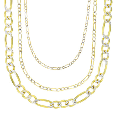 [Solid] Two-Tone Figaro Chain (14K) - Lucky Diamond