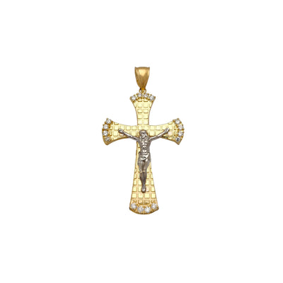 Two-Tone Stone-Set Crucifix Pendant (14K)  Lucky Diamond New York