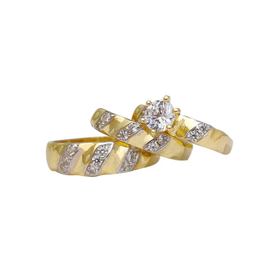 Two-Tone Three-Piece-Set Ring (10K) Lucky Diamond New York