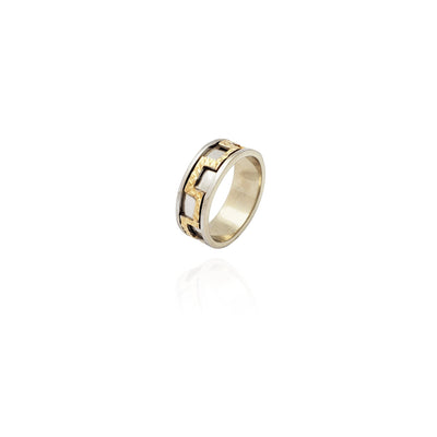 Two-Tone Back&Forth Diamond Cut Wedding Ring (14K) New York Lucky Diamond