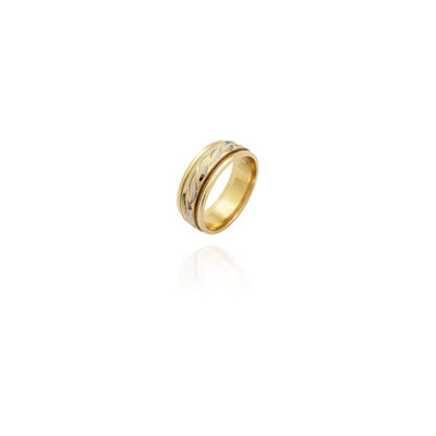 Two-Tone Cresent Diamond Cut Wedding Ring (14K) New York Lucky Diamond