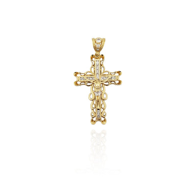 Two-Tone Crucified Jesus CZ Pendant (14K) New York Lucky Diamond