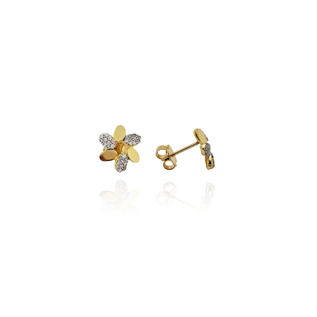 Two-Tone Daisy Flower CZ Earrings (14K) – Lucky D