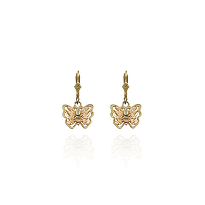 Two-Tone Diamond Cut Butterfly Dangling Earrings (14K) New York Lucky Diamond