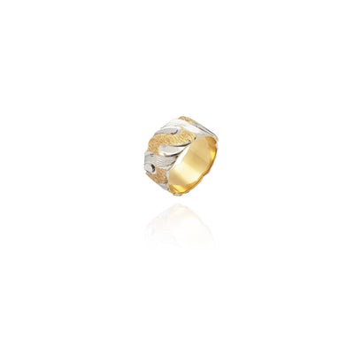Two-Tone Feather Diamond Cut Wedding Ring (14K) New York Lucky Diamond