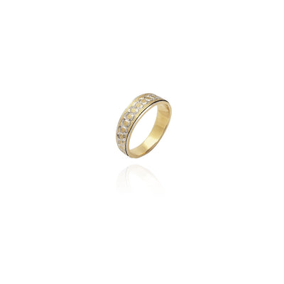Two-Tone Joint Circles Diamond Cut Wedding Ring (14K) New York Lucky Diamond