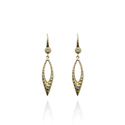 Two-Tone Marquise Drop CZ Earrings (14K) New York Lucky Diamond