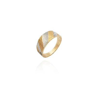 Two-Tone Stripe Diamond Cut Wedding Ring (14K) New York Lucky Diamond