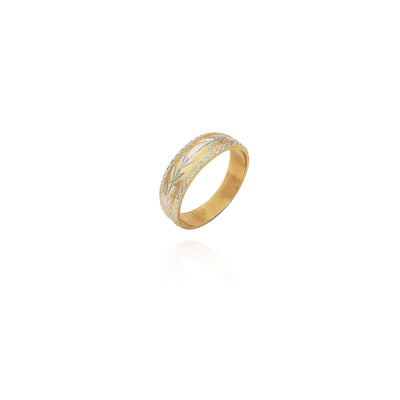 Two-Tone Three Leaves Diamond Cut Wedding Ring (14K) New York Lucky Diamond