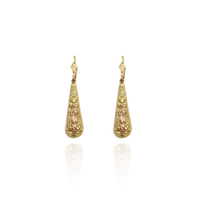 Two-Tone Virgin Mary Drop Earrings (14K) New York Lucky Diamond