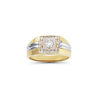 Two-Toned Halo Satin North Star Men's Ring (14K) Lucky Diamond New York