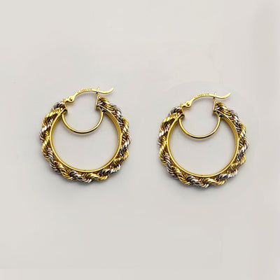 Two-Toned Rope Hoop Earrings (10K) Lucky Diamond New York