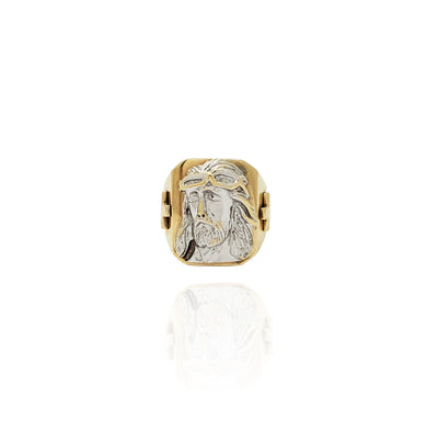 Two-Tone Jesus Head Ring (14K) New York Lucky Diamond