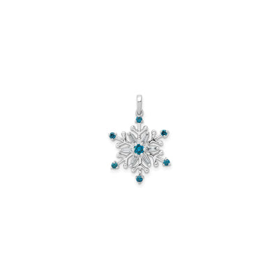 White & Blue Diamond Snowflake Pendant (14K) front - Lucky Diamond - New York